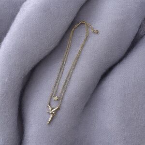 Tinker Bell Double Chain With Star Silvertone Necklace